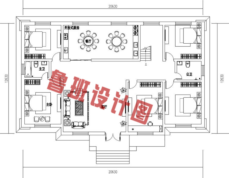 高端大气二层欧式别墅设计一层户型图