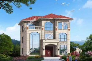 面宽12米农村自建别墅设计方案，带落地窗设计，全村人都想建。