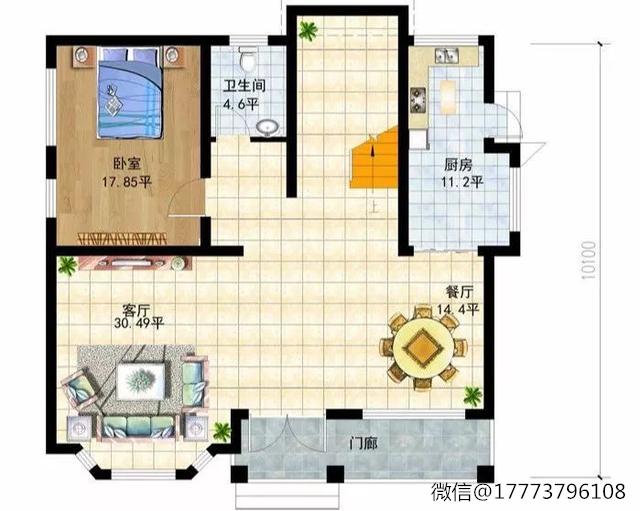 欧式别墅占地面积长106㎡，农村宅基地小的也可以建别墅