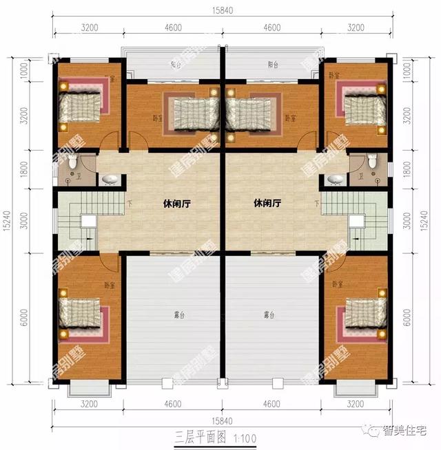 共用小堂屋，客厅挑空设计的双拼别墅，两兄弟建房选它最明智