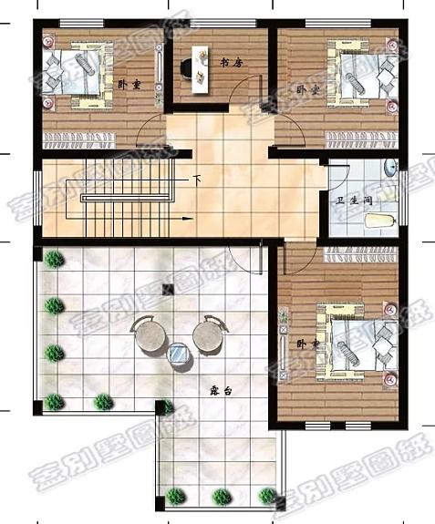 预算40万以内3厅9卧三层自建房，有L形大露台，3种外观配色方案