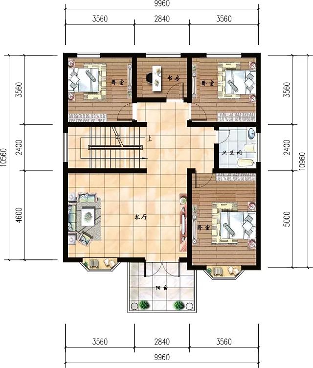 预算40万以内3厅9卧三层自建房，有L形大露台，3种外观配色方案