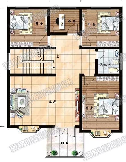 预算40万以内3厅9卧三层自建房，有L形大露台，3种外观配色方案