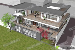 面宽24米别墅三层设计施工图，二层带负一楼自建房。