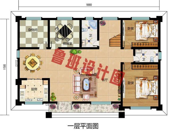 新农村16X11米二层自建房别墅设计图，外观精致美观