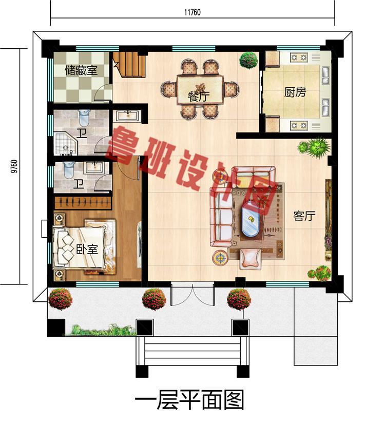 120平方米带露台二层欧式别墅图片及设计户型图，外观典雅大方