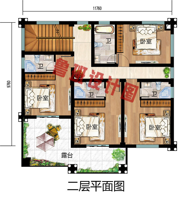 120平方米带露台二层欧式别墅图片及设计户型图，外观典雅大方