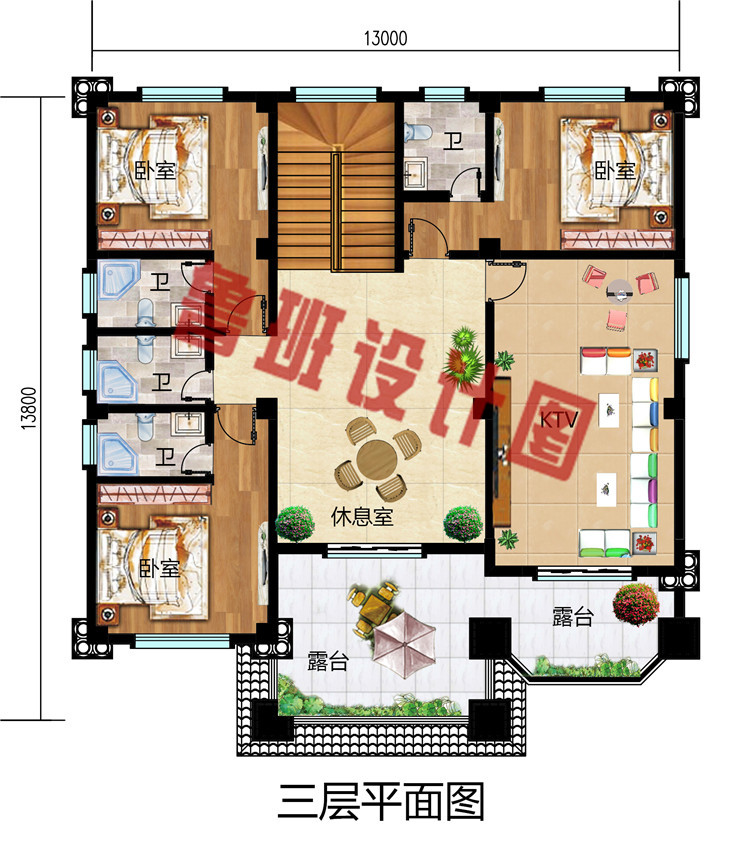 农村三层复式自建小洋楼房别墅设计图，外观尽显豪华