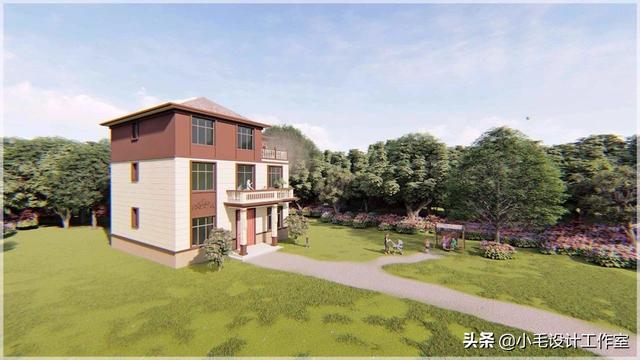农村自建房别墅怎样做美观大气好看？造型线条真石漆样样少不了