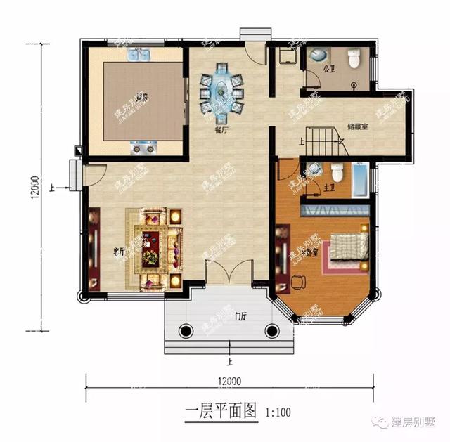 两栋12×12米设计的农村别墅，不仅外观大气，室内采光都很好