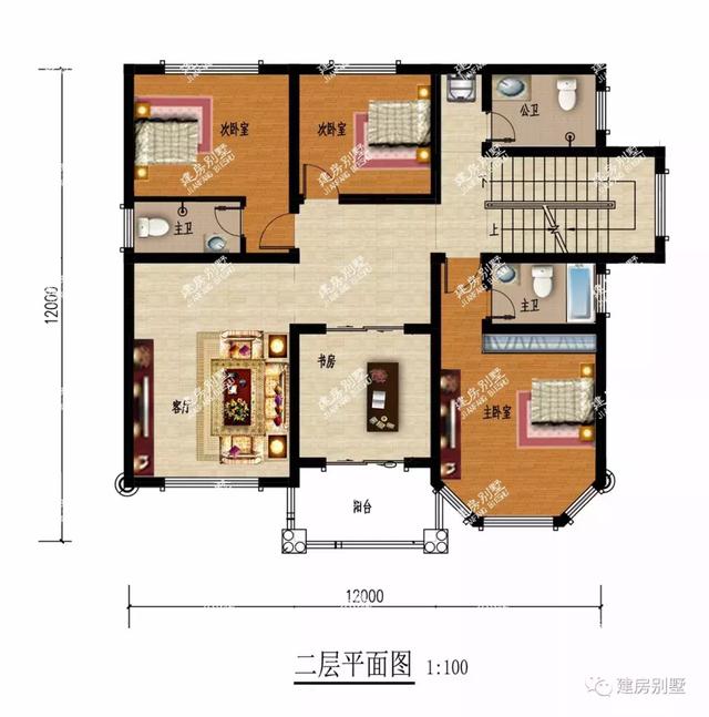 两栋12×12米设计的农村别墅，不仅外观大气，室内采光都很好