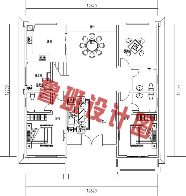 造价35万左右三层农村别墅设计一层户型图