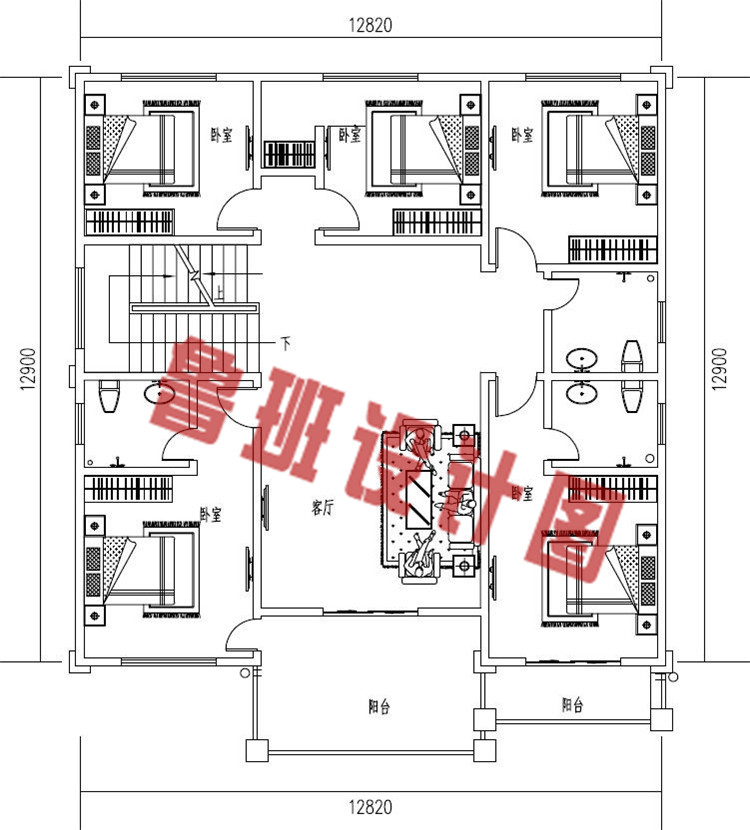 造价35万左右三层农村别墅设计二层户型图