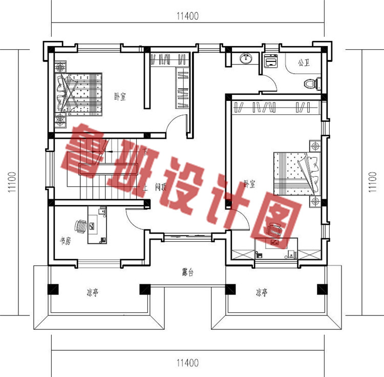 大气三层中式豪华别墅设计三层户型图