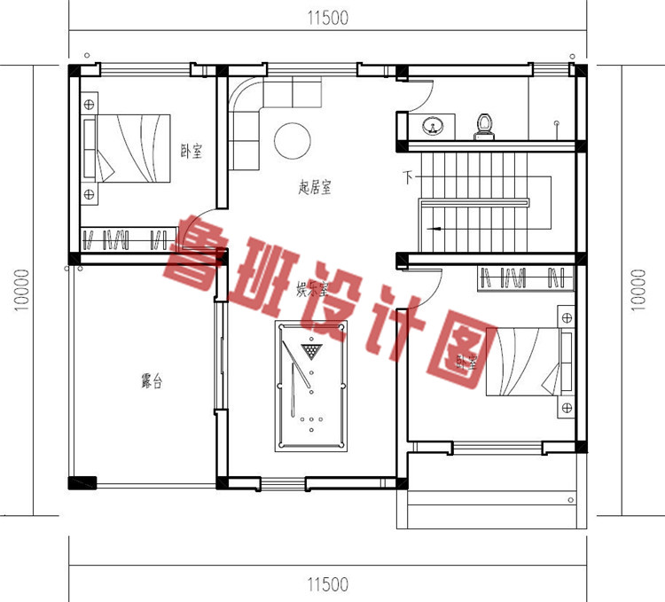 新款乡村三层别墅设计三层户型图