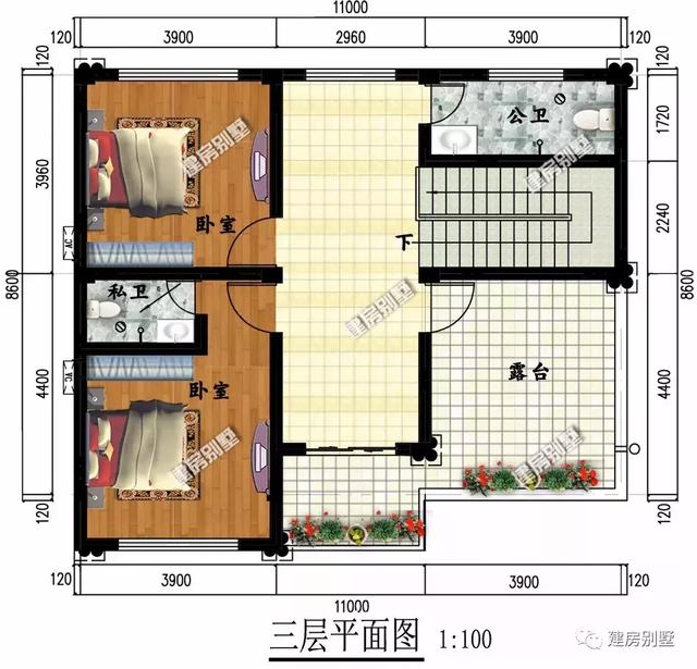 深度为8.6米的两栋农村别墅，都是欧式风格，第二栋厨房单独建