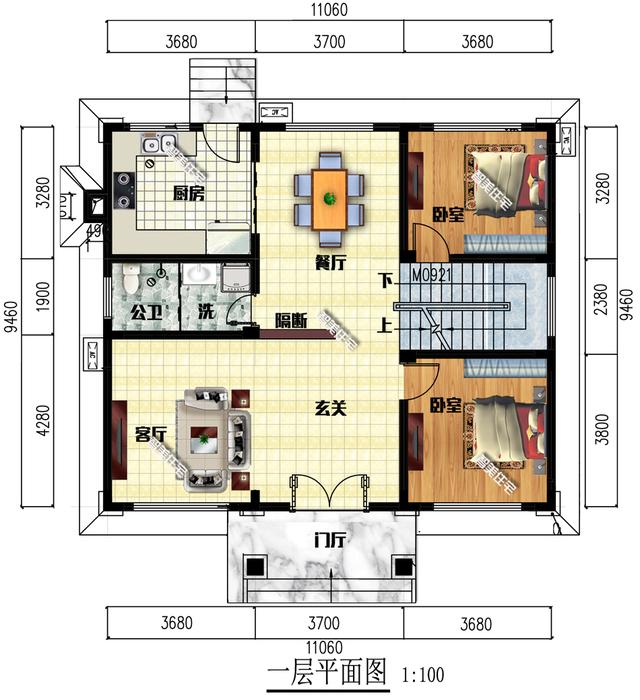 11×9.46米三层别墅，外观简单新中式，室内设计9间卧室