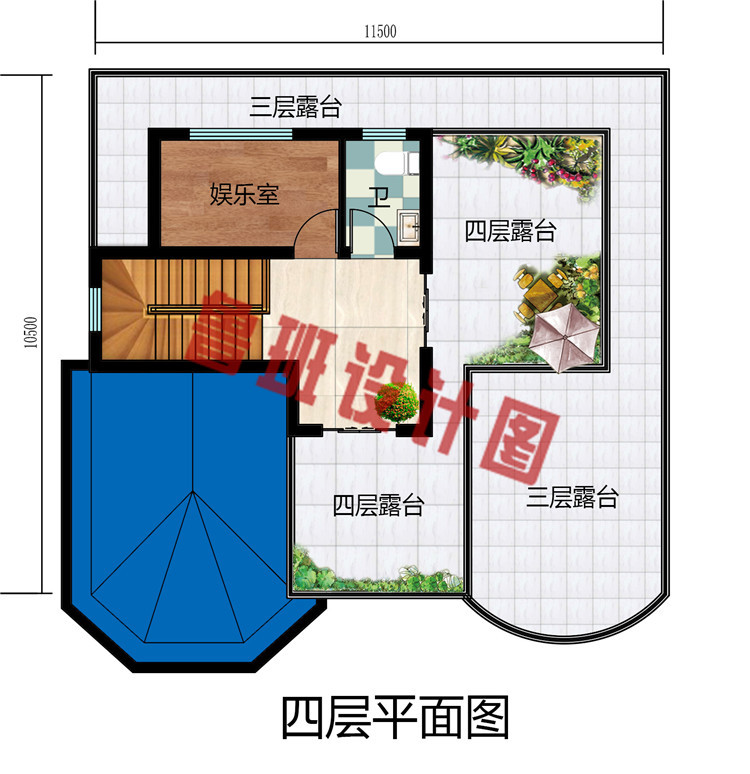 120平四层楼房自建别墅设计图，外观豪华，带多露台