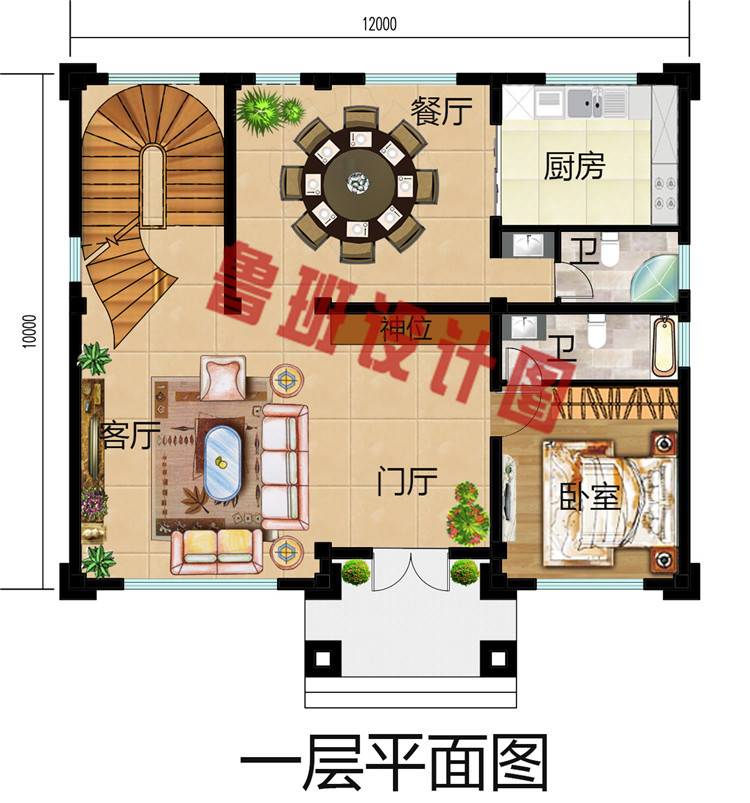 120平方米简欧四层自建房别墅设计图，别墅外观图片精致12*10米