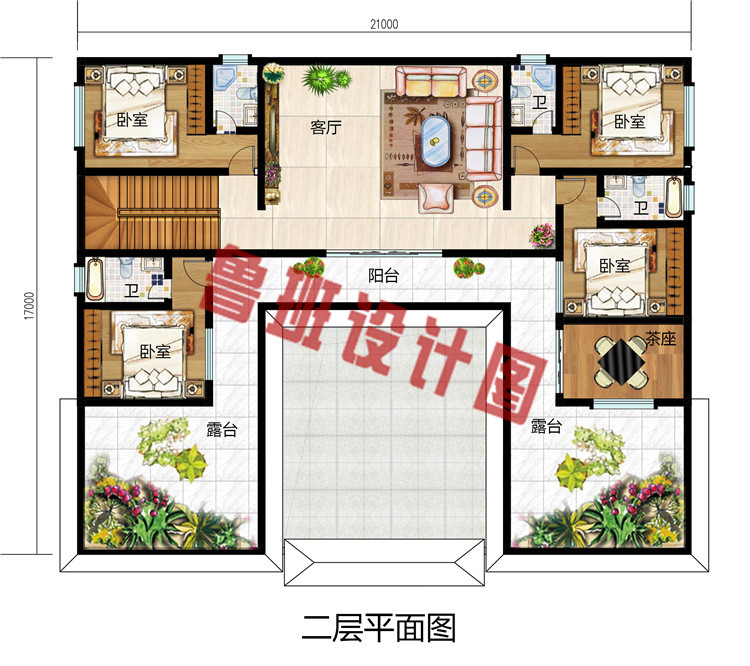 新款农村二层四合院别墅设计图，300平方米左右