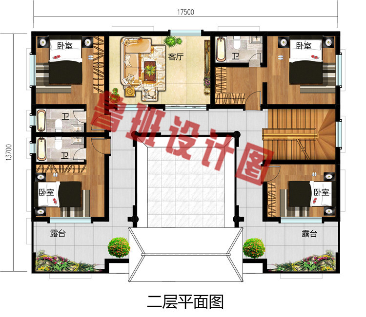 占地200平农村二层小四合院别墅设计图，仿古中式风格