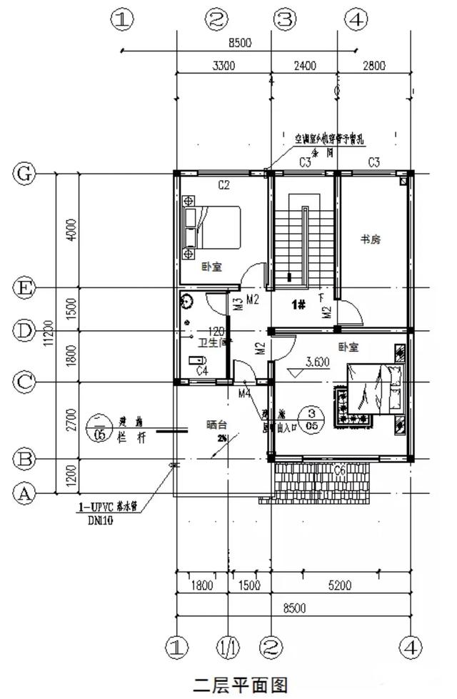 新农村5套占地百平左右别墅小户型，布局实用造价低。 附图