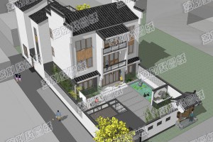 55万三层别墅设计图纸，采用徽派设计风格。