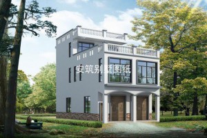 7.7*15m农村房屋设计图，平屋顶现代简约风格。