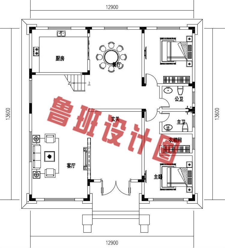 好看简单农村四层简欧式别墅设计一层户型图