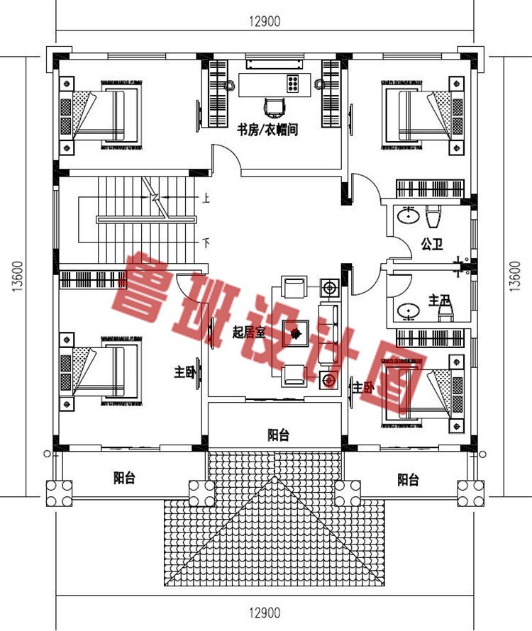 好看简单农村四层简欧式别墅设计三层户型图