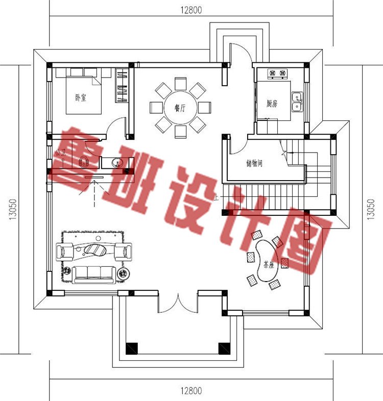 三层简欧式乡村别墅全套设计一层户型图