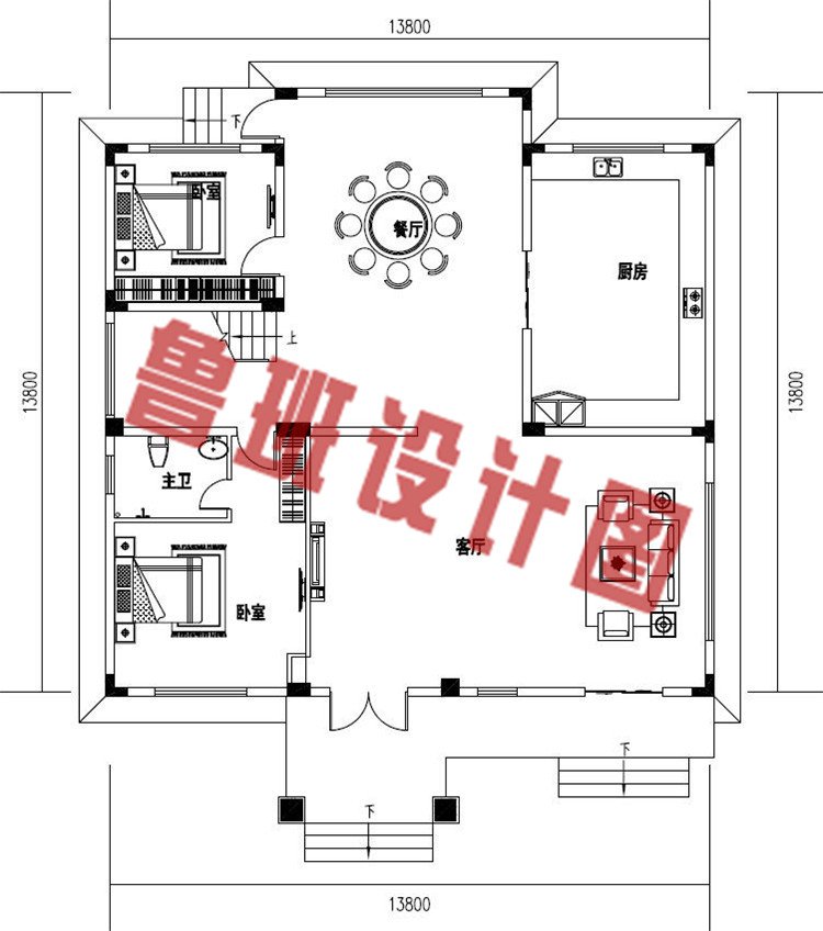 30万左右简单二层乡村小楼房设计一层户型图