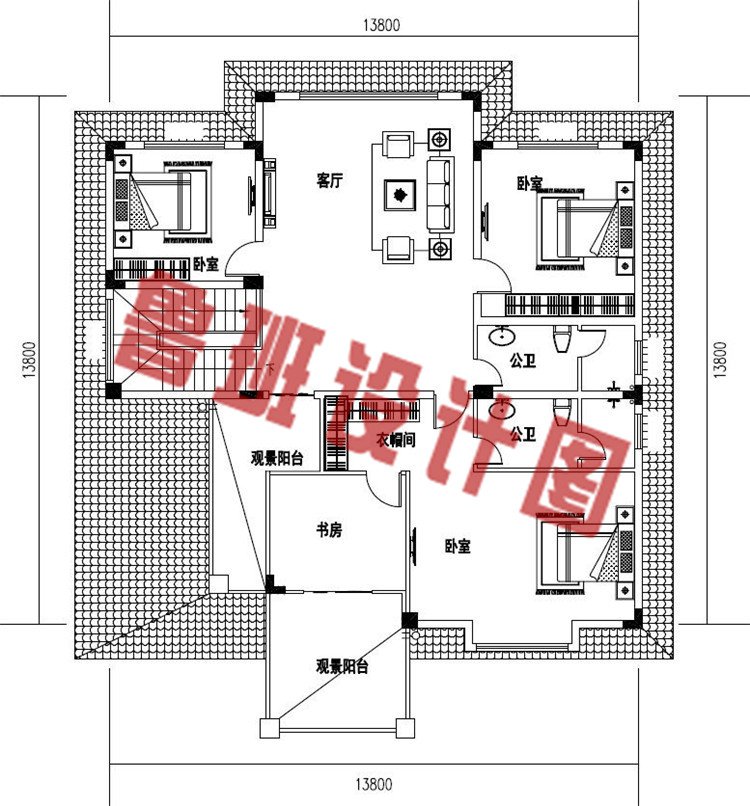 30万左右简单二层乡村小楼房设计二层户型图