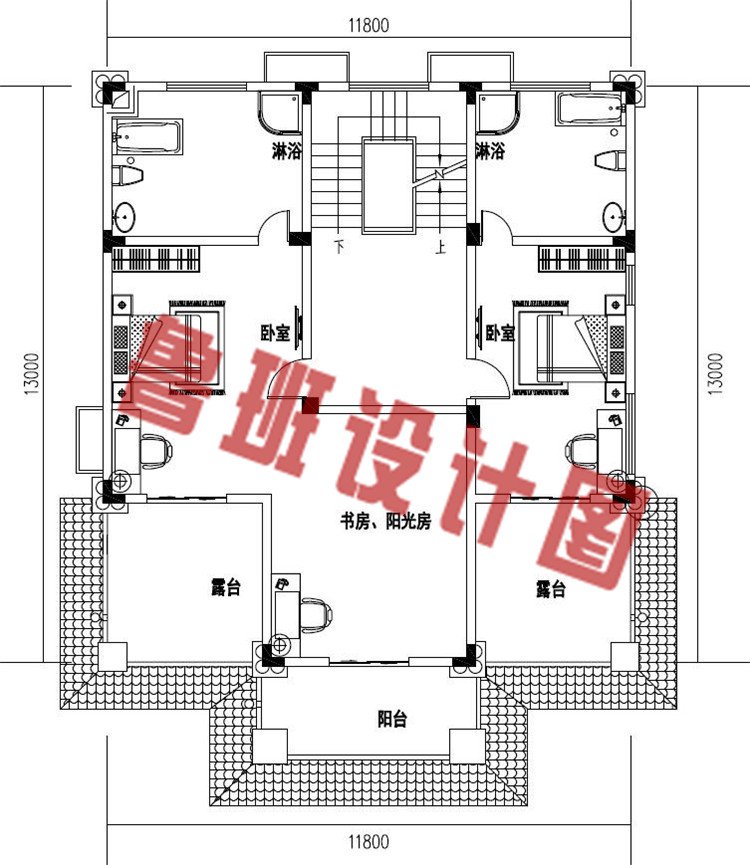 农村三层欧式豪华小别墅自建房设计三层户型图