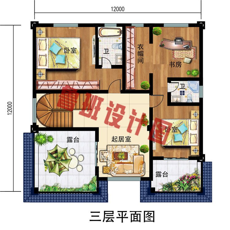 乡村新款三层欧式复式别墅设计图，外观图高贵大气