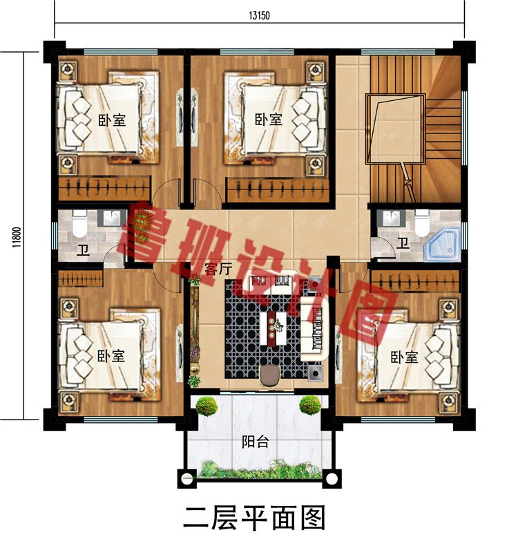 欧式三层带大露台自建别墅设计图，占地160平方米左右