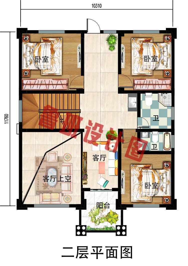 复式二层半经典农村自建别墅设计图，造价32万左右