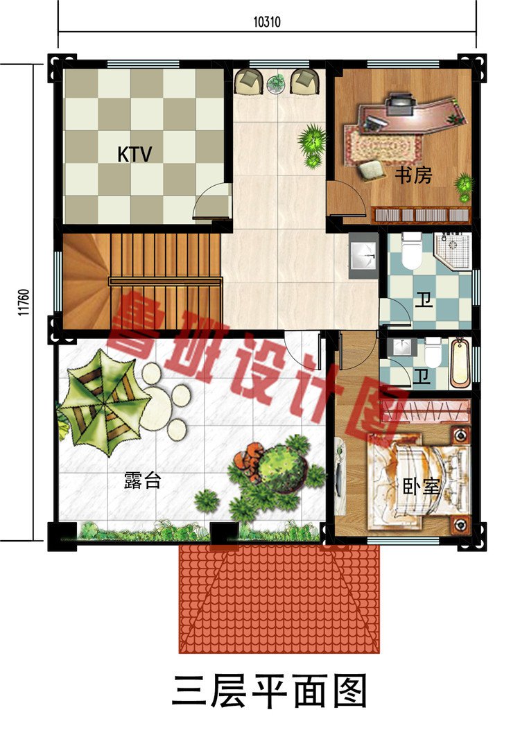 复式二层半经典农村自建别墅设计图，造价32万左右