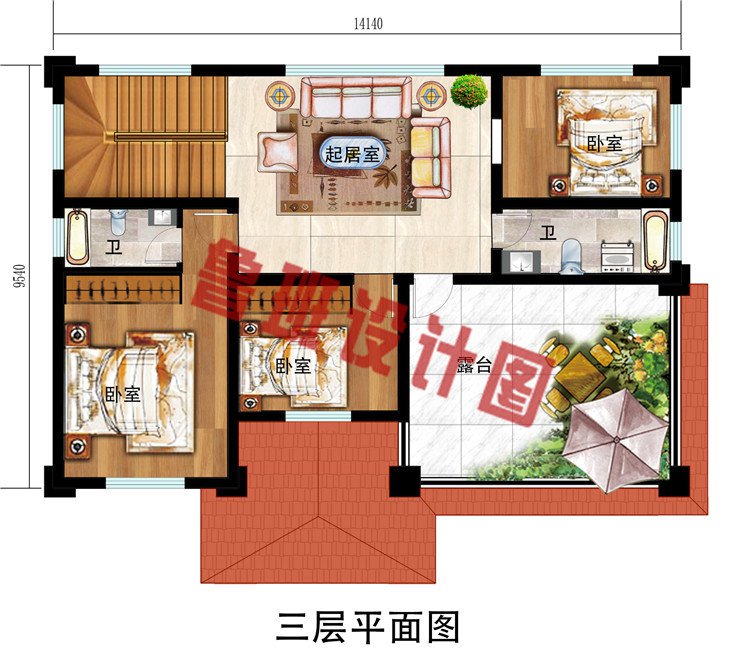 新款农村三层复式自建房别墅设计图，带地下室设计