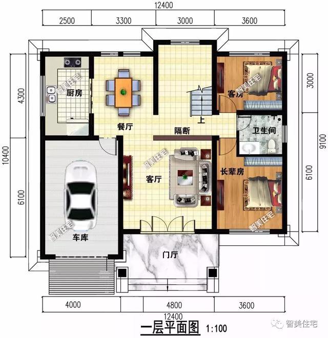 带车库设计的两层别墅，均有5个卧室，建在老家正实用