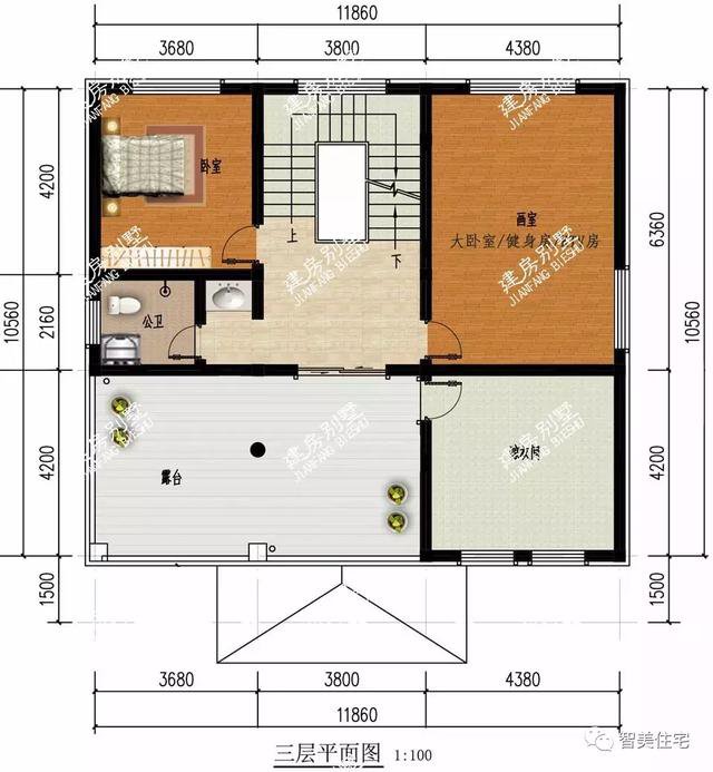 面宽11米多的别墅户型，外观漂亮布局实用，建第一栋的人过千