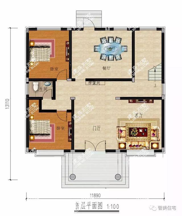 面宽11米多的别墅户型，外观漂亮布局实用，建第一栋的人过千