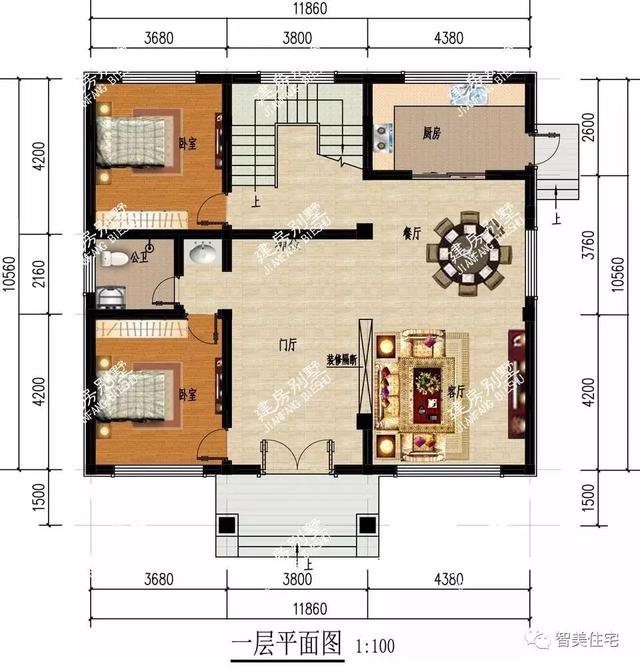 面宽11米多的别墅户型，外观漂亮布局实用，建第一栋的人过千