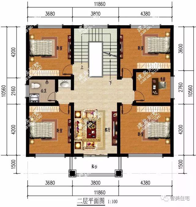 面宽11米多的别墅户型，外观漂亮布局实用，建第一栋的人过千