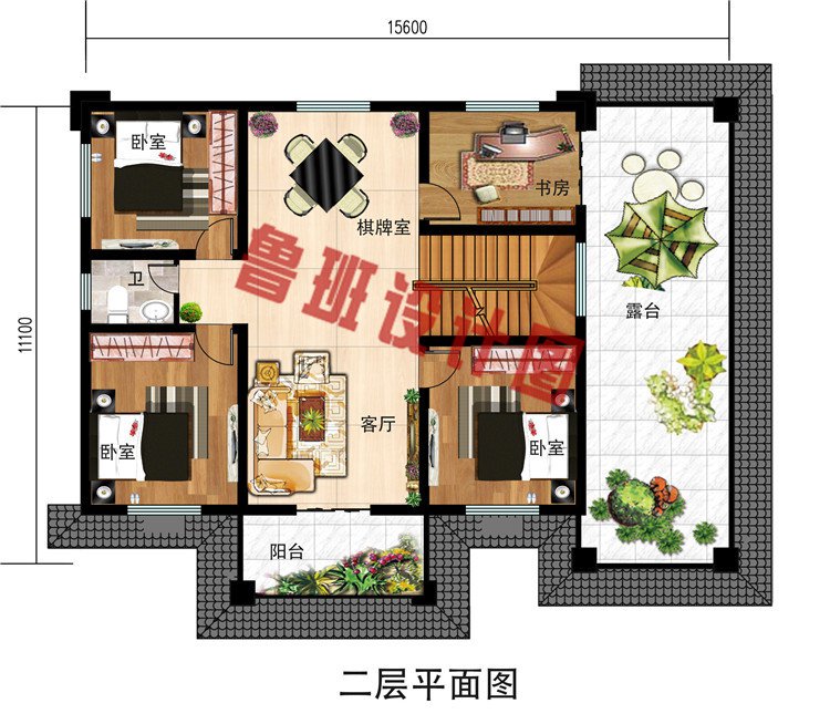 二层新中式农村别墅设计图效果图，带土灶