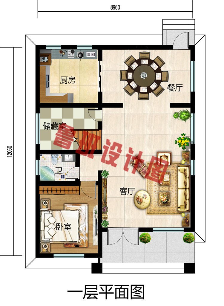 造价17万-23万农村自建别墅设计图，占地105平方米