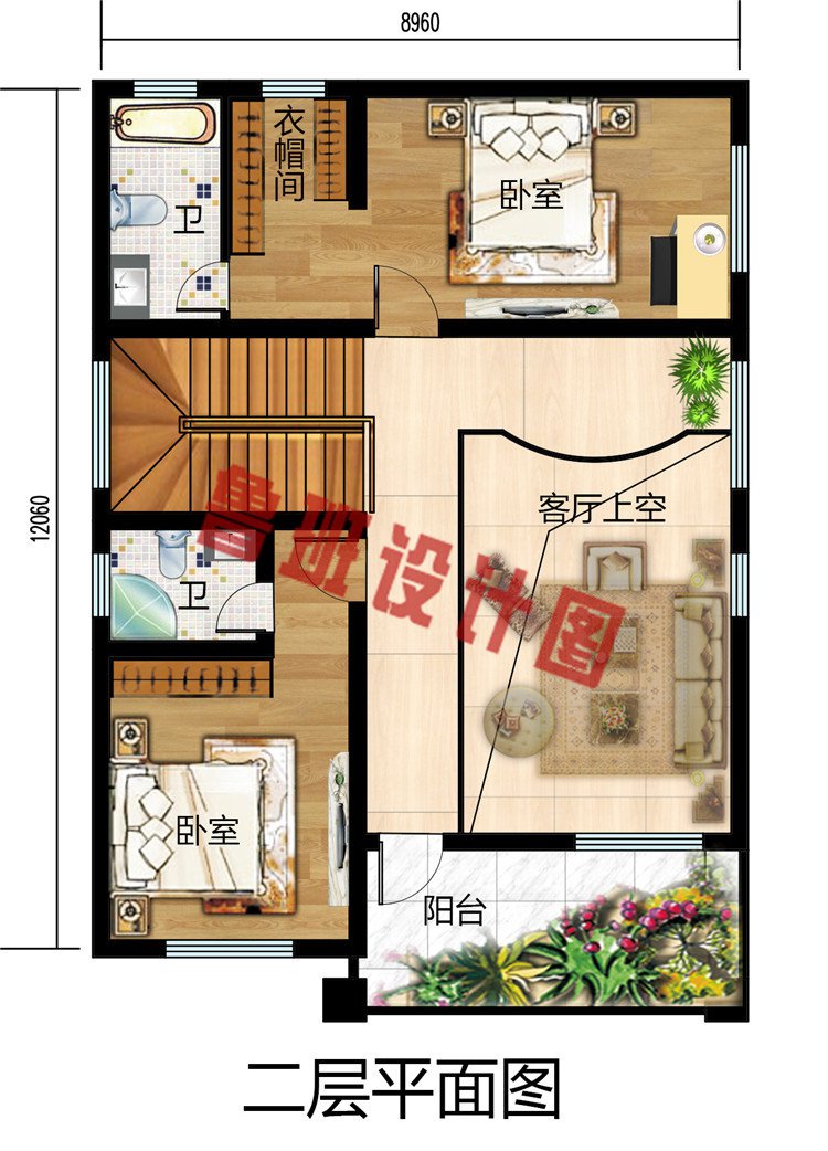 造价17万-23万农村自建别墅设计图，占地105平方米