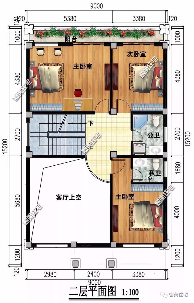 2栋宽9米的农村别墅，欧式外观都很精致，第二栋平屋顶造价低