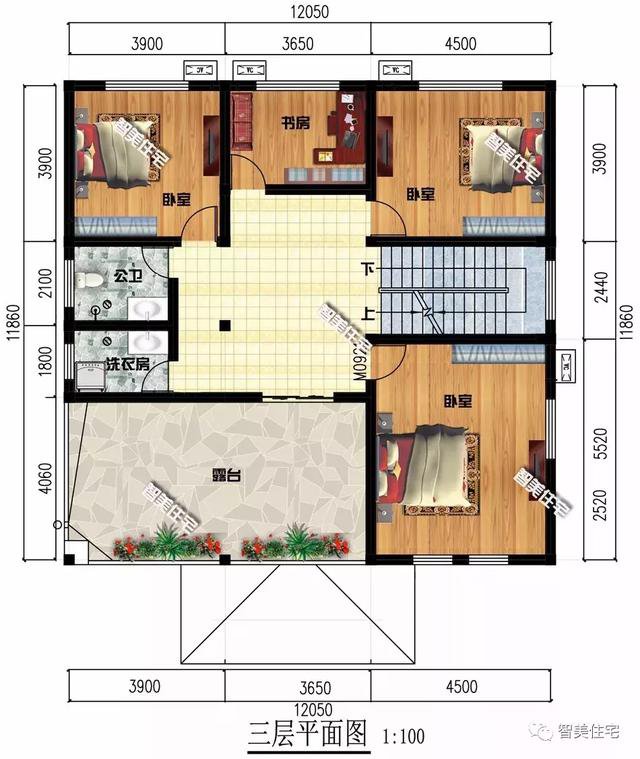 12×11.86米农村别墅，户型简单布局好，造价38万