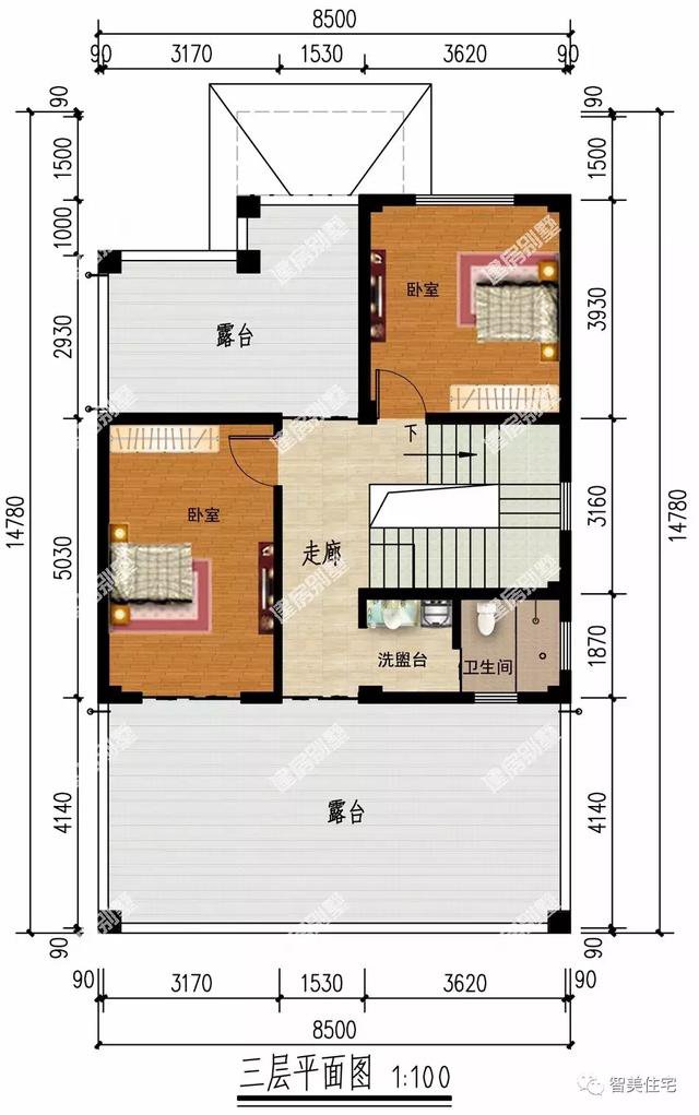 2栋面宽8米多的别墅，宅基地小的学学这样建，效果特别好